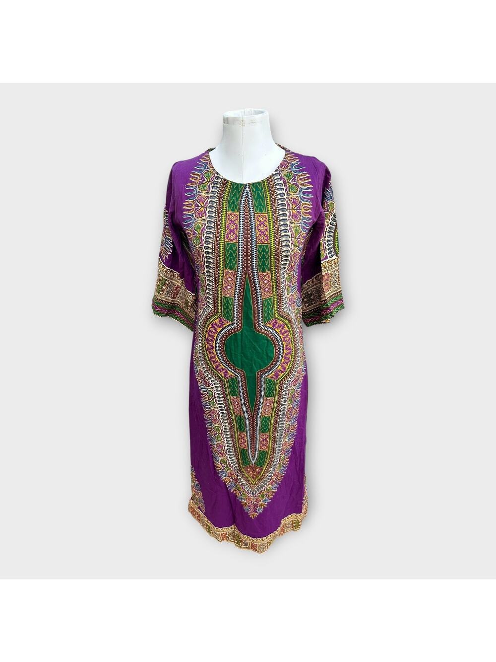 Vintage 70s Dashiki Kenya African Tunic by Waltz Colorful Tribal 38x56 Hippie